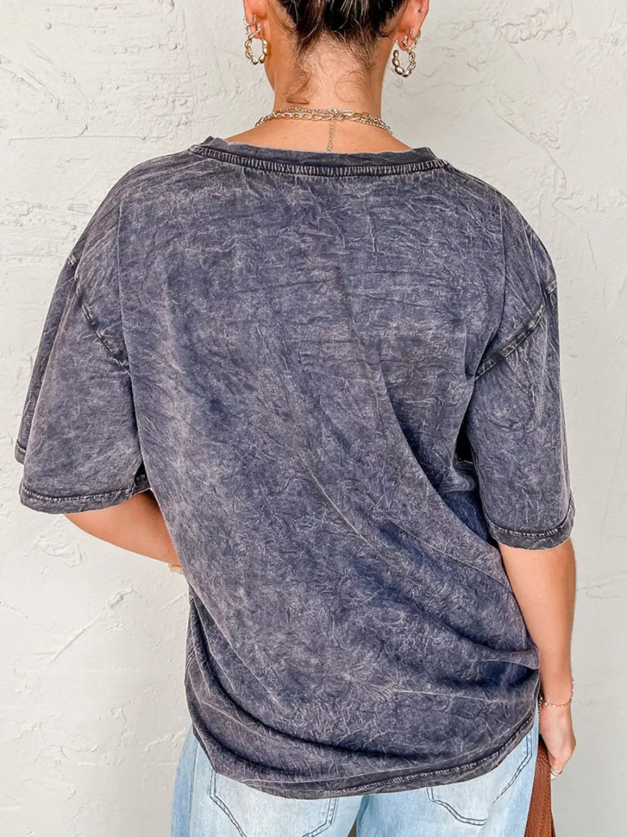 TEXAS Steer Head Graphic Mineral Wash Oversized T-Shirt - CELIVINE