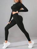 Mock Neck Long Sleeve Top and Leggings Active Set - CELIVINE