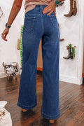 Wide Leg Pocketed High Waist Jeans - CELIVINE
