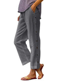 Full Size Side Decor Button Casual Wide Leg Pants Plus Size - CELIVINE