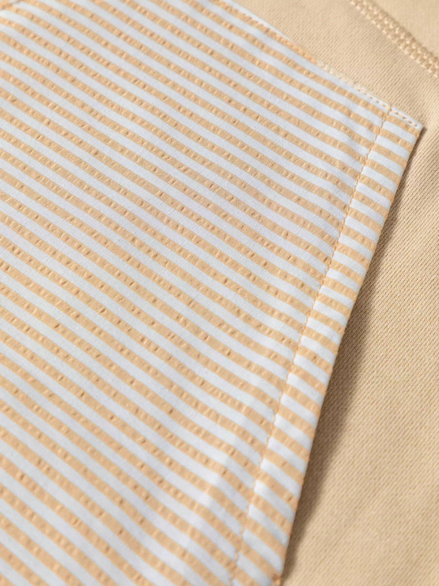 Quarter Zip Striped Patchwork Drop Shoulder Loose Long Sleeve Top - CELIVINE