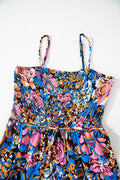 Floral Smocked Spaghetti Straps Wide Leg Jumpsuit - CELIVINE