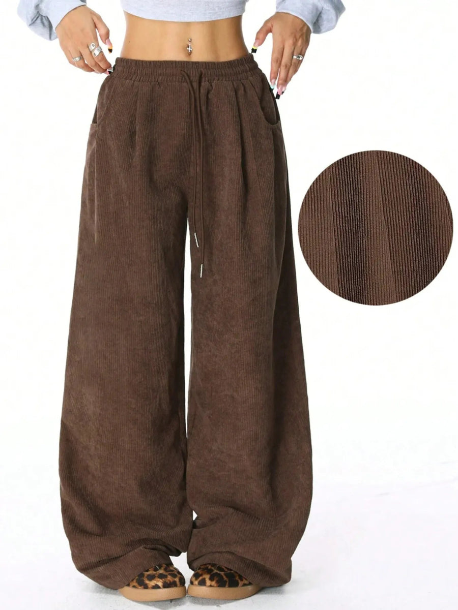 Wide Leg Drawstring Pants - CELIVINE