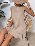 Ruffled Hem Round Neck Sleeveless Dress - CELIVINE