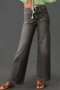 High - Waisted Wide - Leg Vintage Wash Jeans - CELIVINE