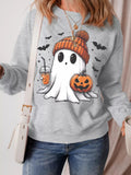 Halloween Ghost Round Neck Sweatshirt - CELIVINE
