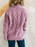 Cable Knit Long Sleeve Sweater - CELIVINE