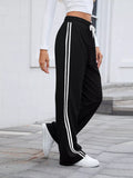 Side Striped Wide Leg Pants - CELIVINE