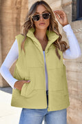 Zip Up Turtleneck Vest Coat - CELIVINE