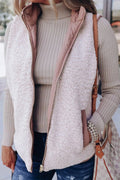 Fuzzy Zip Up Vest Coat with Pockets - CELIVINE