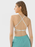 Crisscross Back Scoop Neck Active Cami with Detachable Chest Pads - CELIVINE