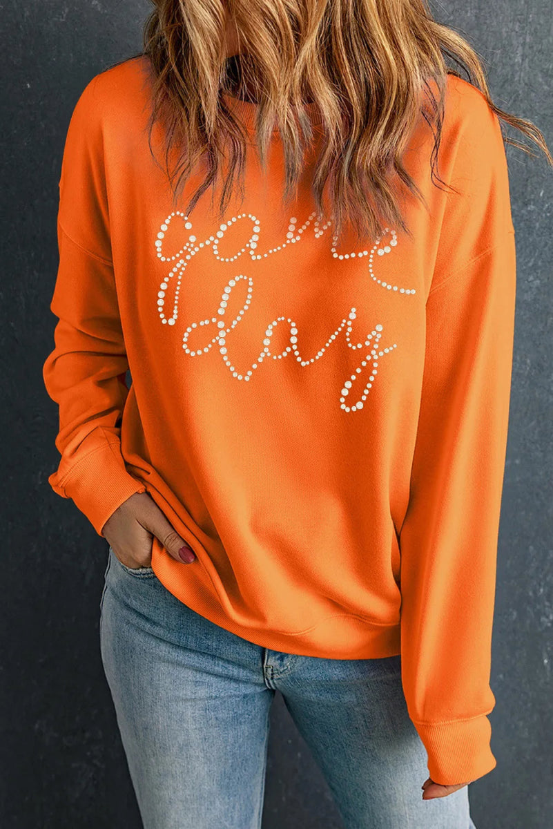 GAME DAY Round Neck Long Sleeve Sweatshirt - CELIVINE