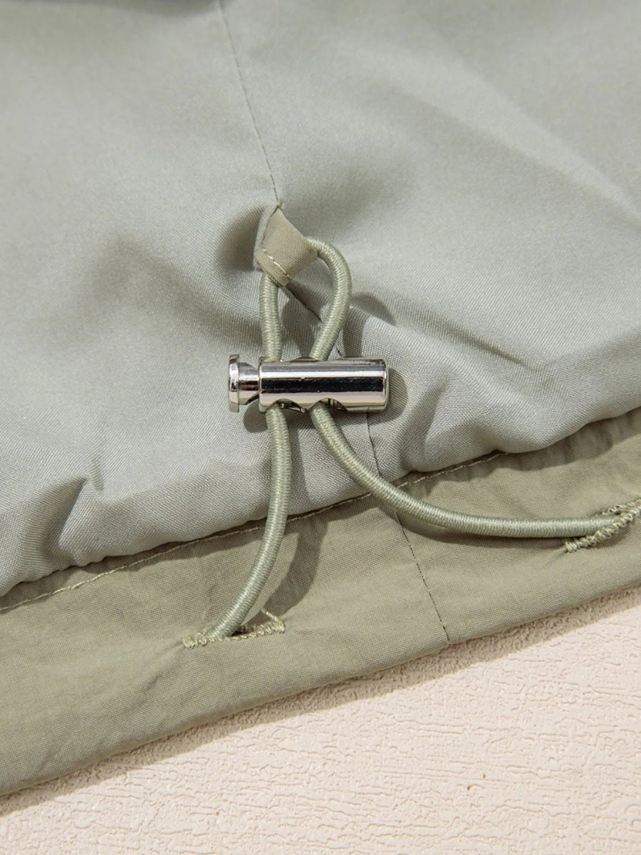 Zip Up Cropped Hooded Utility Jacket - CELIVINE