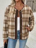 Plaid Long Sleeve Button - Up Jacket - CELIVINE