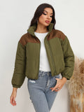 Two - Tone Zip - Up Puffer Jacket - CELIVINE