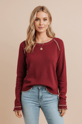 Round Neck Long Sleeve Sweater - CELIVINE