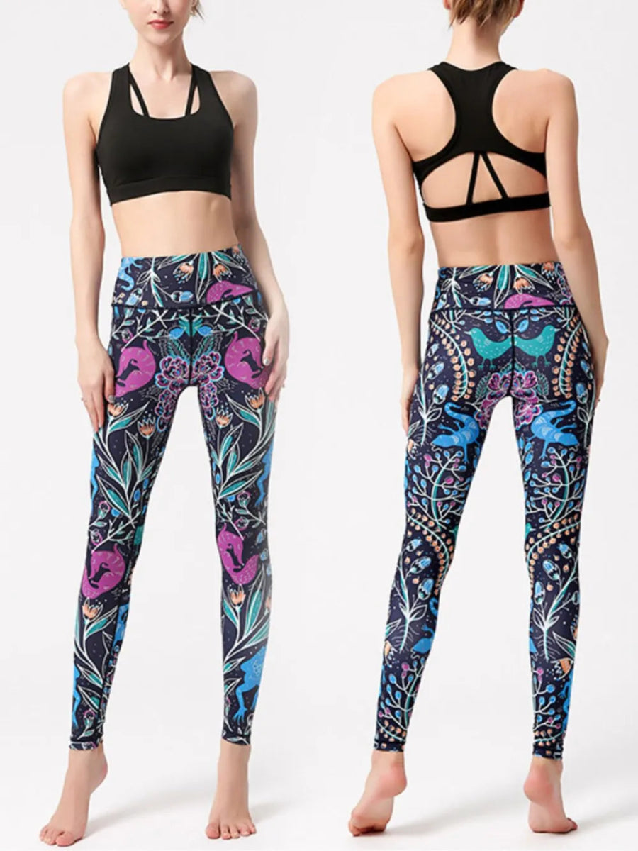 Graphic High Waist Active Leggings - CELIVINE