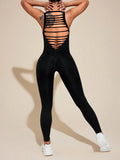 Cutout Wide Strap Active Jumpsuit - CELIVINE