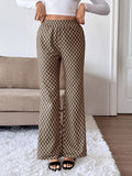 Plaid High - Waisted Wide Leg Pants - CELIVINE