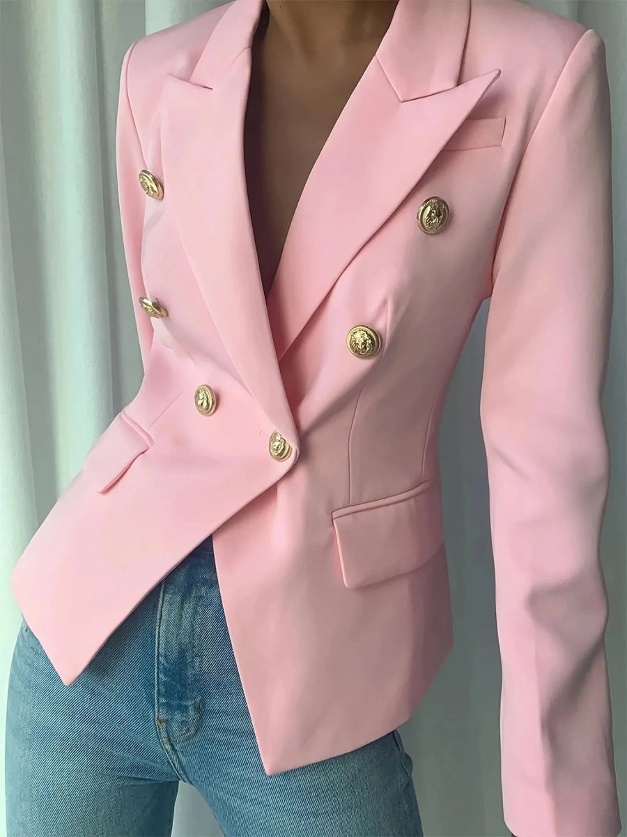 Decor Button Lapel Collar Blazer - CELIVINE