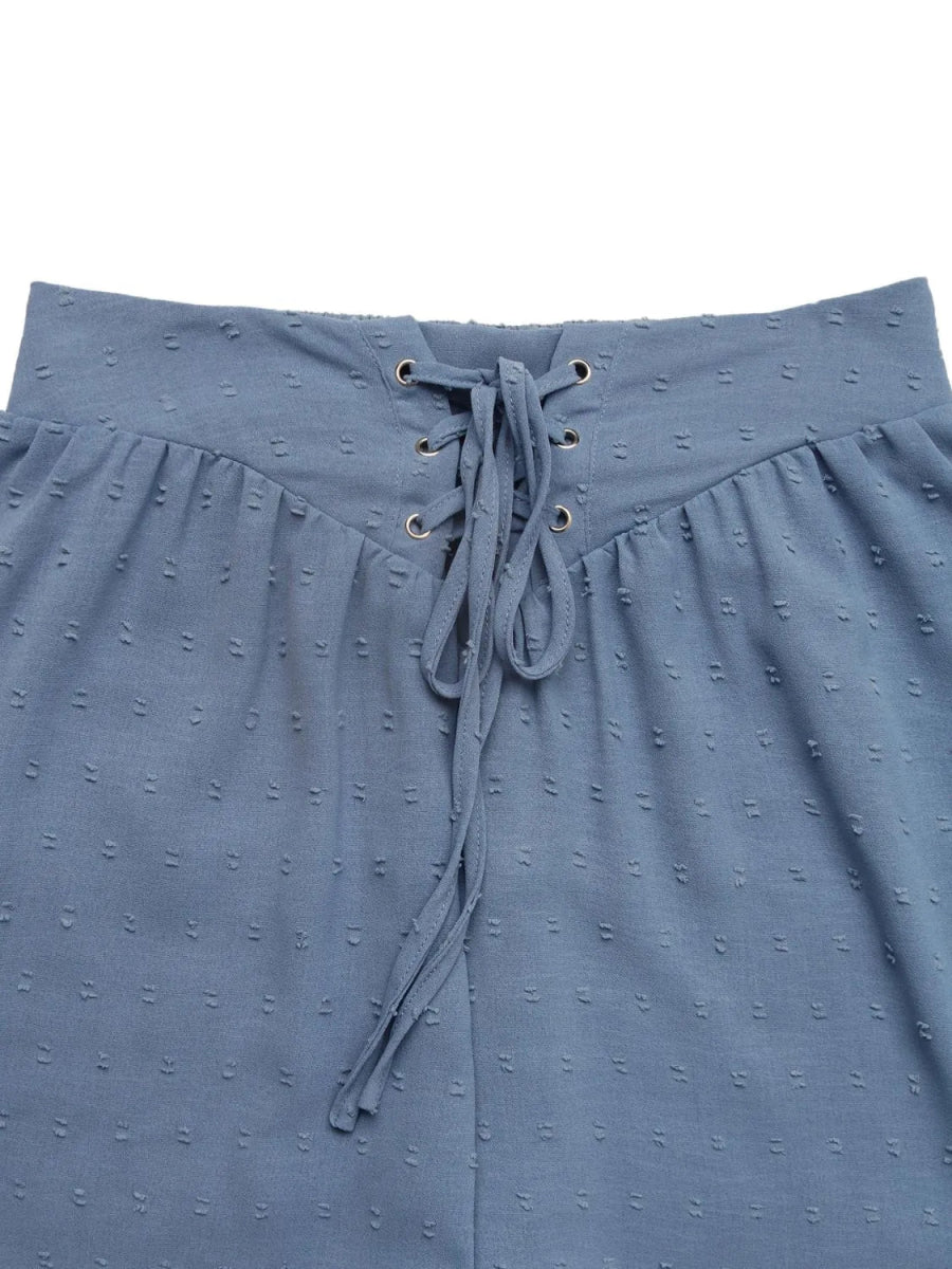 Swiss Dot Lace Up Shorts - CELIVINE