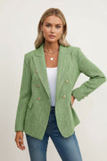Double - Breasted Lapel Collar Blazer - CELIVINE