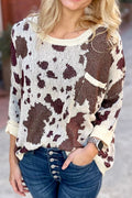 Contrast Round Neck Drop Shoulder Sweater - CELIVINE