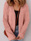 Textured Knit Open Front Cardigan with Pockets - CELIVINE