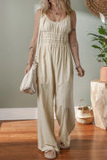 Ruched Sleeveless Wide Leg Jumpsuit - CELIVINE