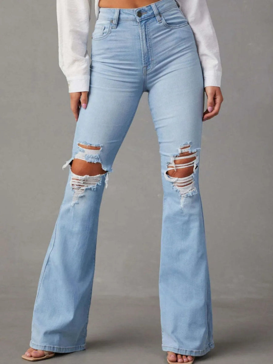 Distressed Jeans with Pockets - CELIVINE
