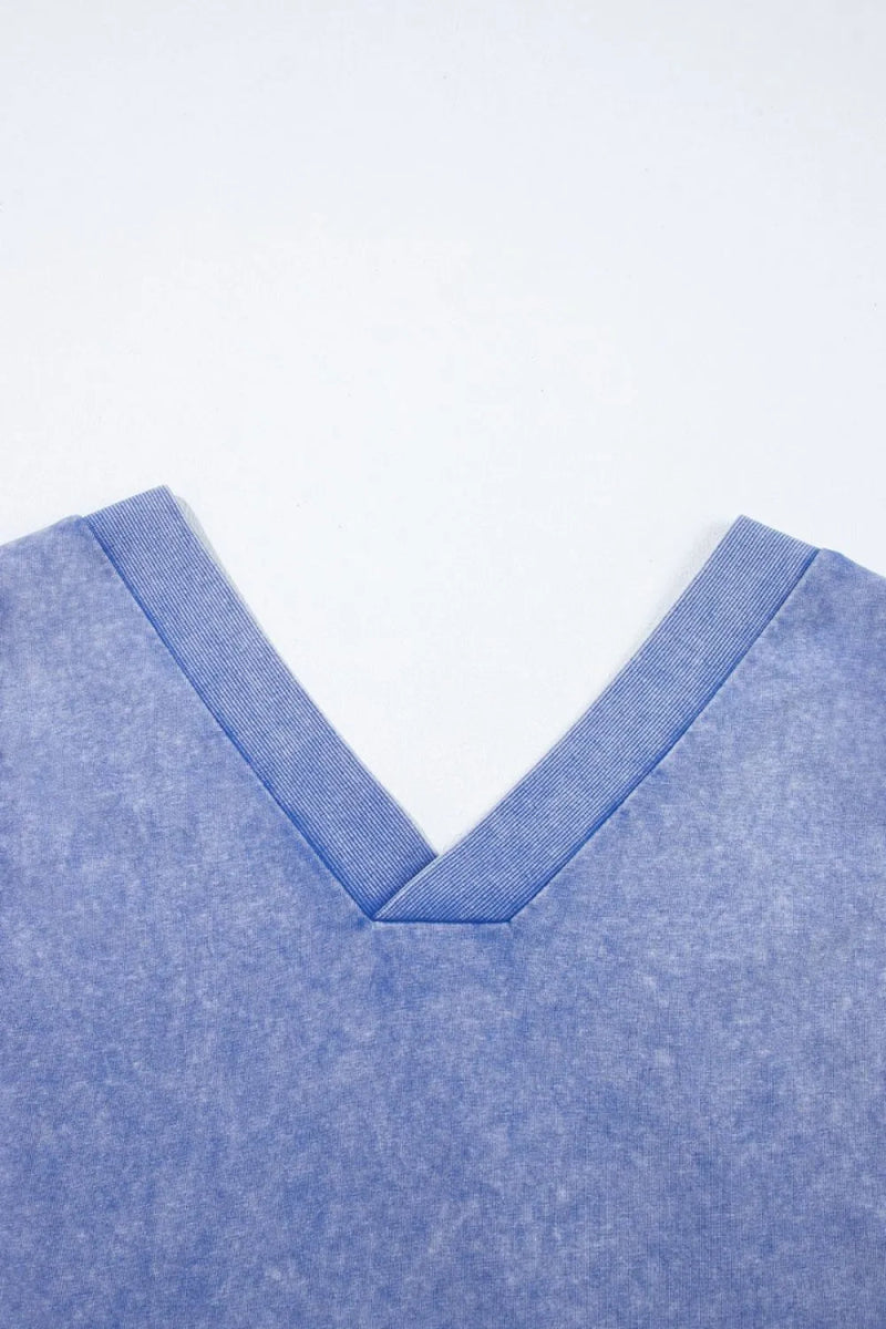 Mineral Wash Pocketed Sleeveless V Neck Loose Romper - CELIVINE