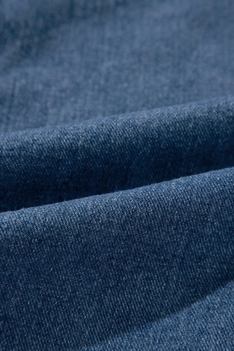 Pocketed Long Sleeve Denim Jacket - CELIVINE