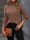 Turtleneck Rib - Knit Sweater - CELIVINE