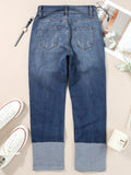 High Waist Distressed Straight Leg Jeans - CELIVINE