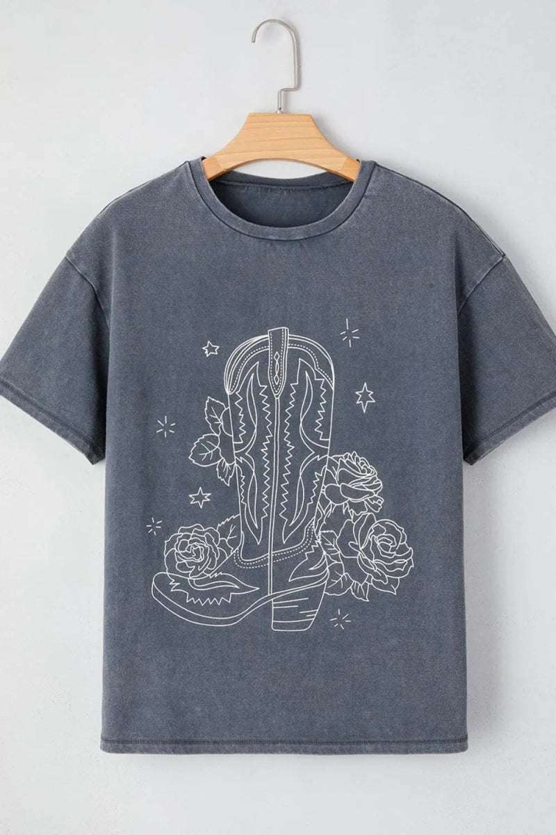 Western Cowboy Boots Graphic T-Shirt - CELIVINE