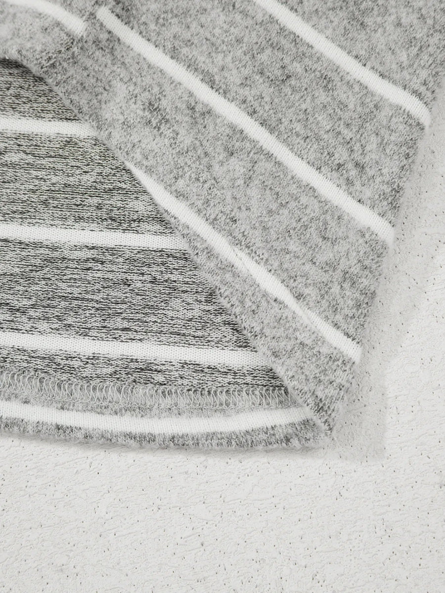 Stripe Dolman Sleeve Drop Shoulder Top - CELIVINE