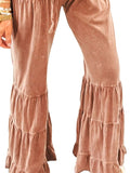 Drawstring Flare Ruffle Pants - CELIVINE