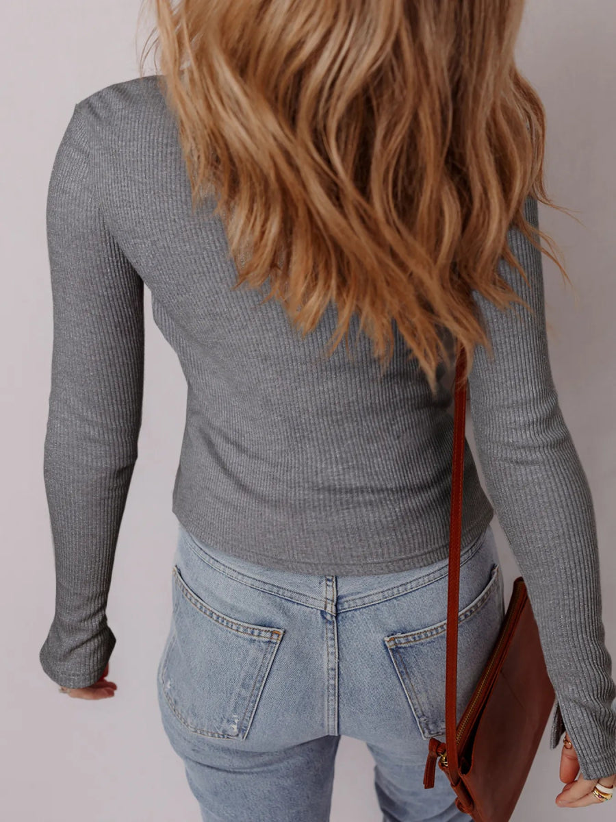 Ribbed Button - Up Cardigan - CELIVINE