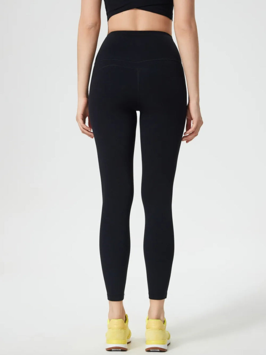 Wide Waistband Active Leggings - CELIVINE