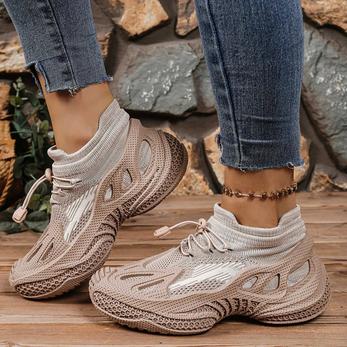 Lace Up Mesh Athletic - CELIVINE