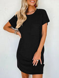 Round Neck Short Sleeve Mini Dress - CELIVINE