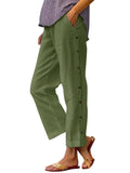 Full Size Side Decor Button Casual Wide Leg Pants Plus Size - CELIVINE