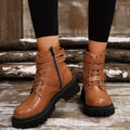 Round Toe Platform Boots - CELIVINE