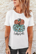 Pumpkin Graphic Short Sleeve T-Shirt - CELIVINE