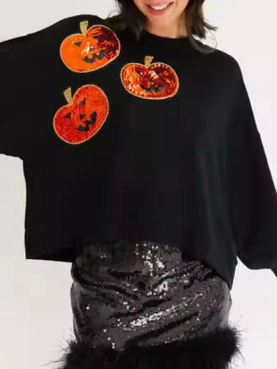 Halloween Pumpkin Round Neck Sweatshirt - CELIVINE