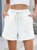 Drawstring Wash Denim Shorts - CELIVINE