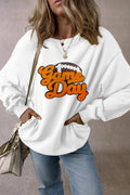 GAME DAY Football Round Neck Long Sleeve Sweatshirt - CELIVINE