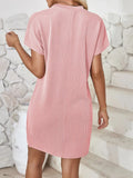 Round Neck Short Sleeve Mini Dress - CELIVINE