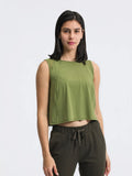 Round Neck Cropped Active Tank - CELIVINE