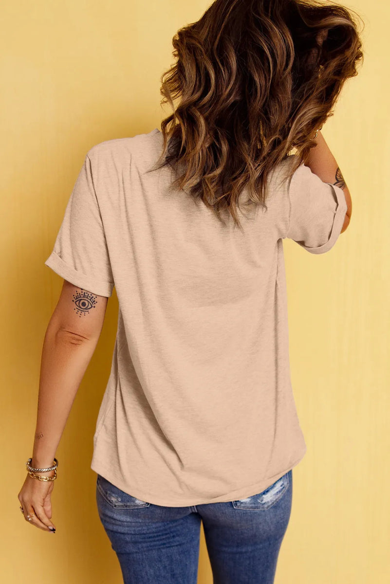 Bow Graphic Round Neck Short Sleeve T-Shirt - CELIVINE